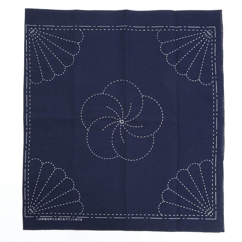 Daruma Sashiko kit, Yokota Sashiko Thread and Template Yume Fukin with Original English Manual, Fabric, Japanese Textile (White Thread/Navy Dishcloth 2) - Image 3